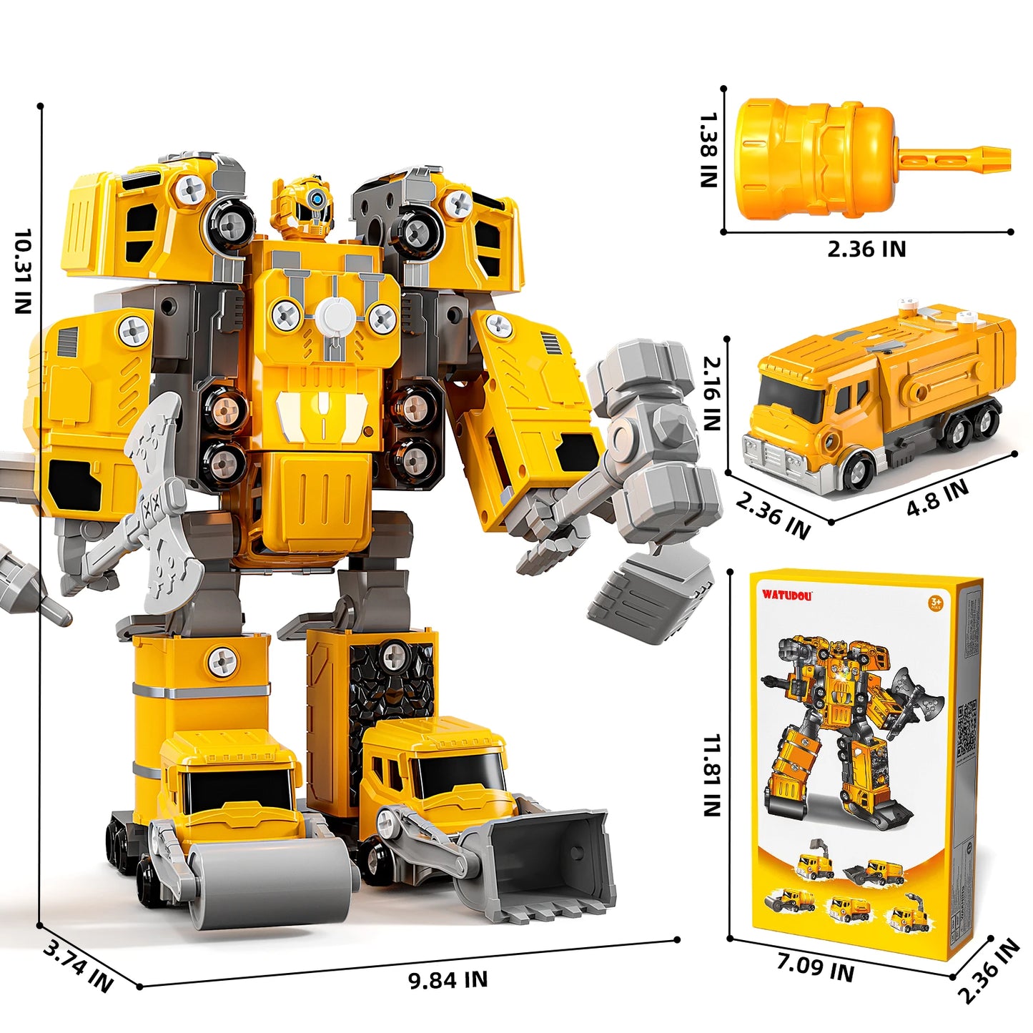 5in1 Deformation Cars Robot Creative Toys Boy Transformation Yellow Robot Assembling Educational Blocks Action Deformation Robot