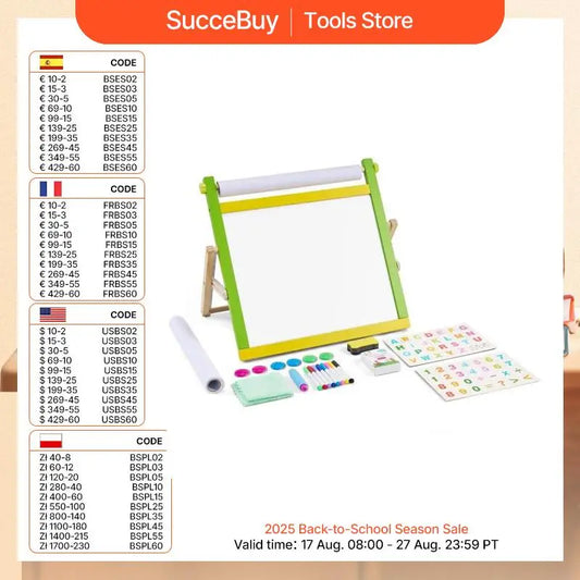 SucceBuy Tabletop Children Magnetic Drawing Board 3-in-1 Double-Sided Wooden Kids Art Easel with Painting Accessories for Girls
