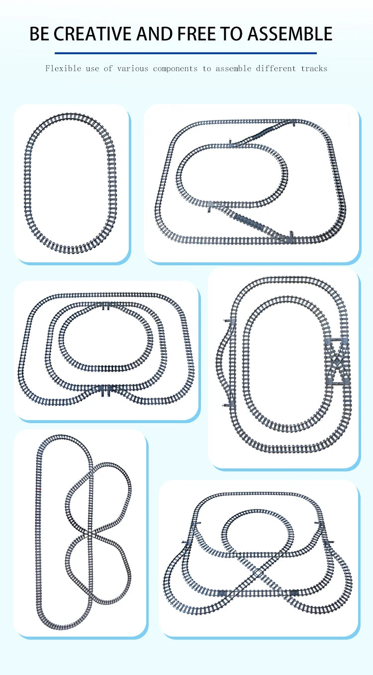 MOC 110pcs 25 Styles City Train Tracks Set Single Slip Switch Crossings Rails Bricks Building Blocks Technical Toys for kids