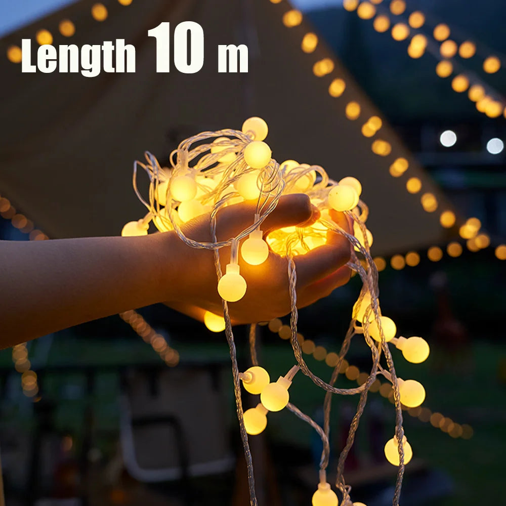 String Lights Camping Lamp Outdoor Crystal Globe Lights Waterproof USB Powered Patio Light for Camping Tent