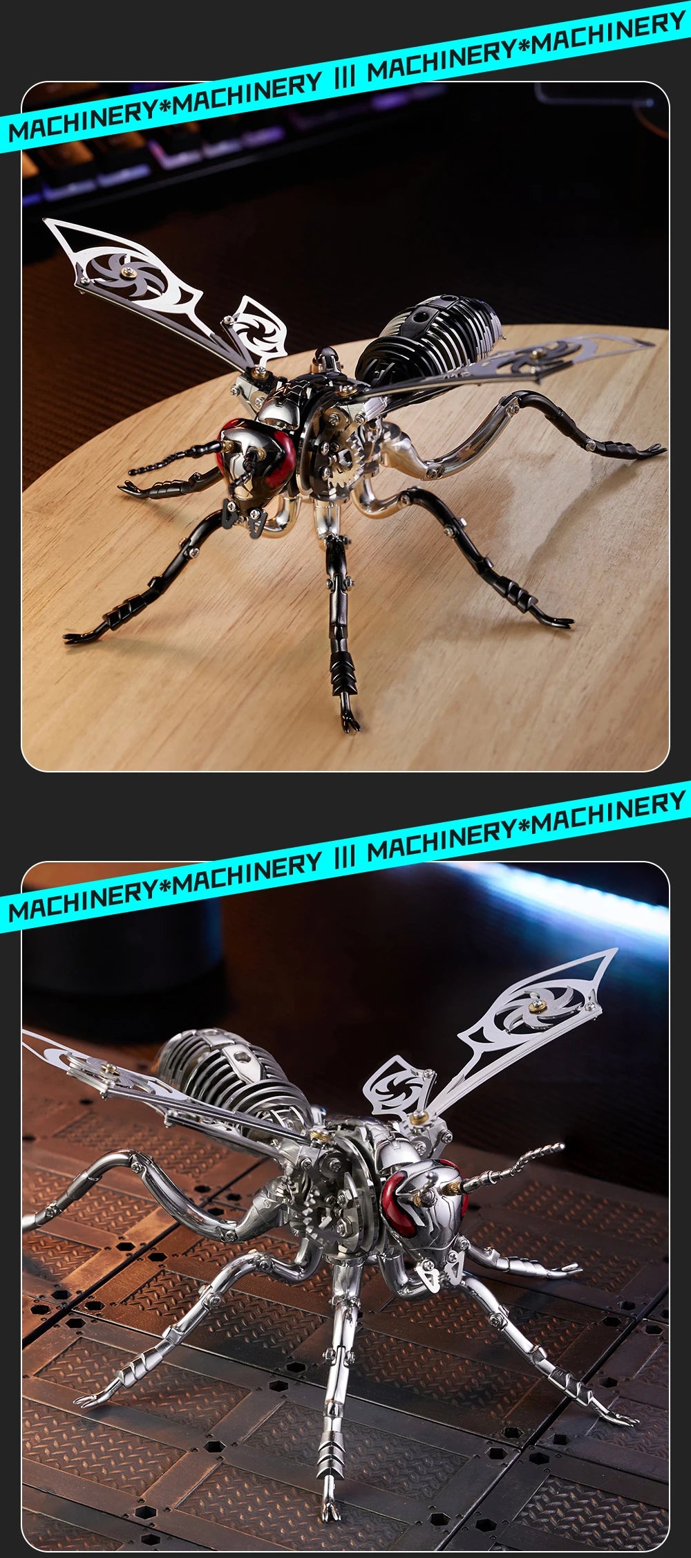 Large Wasp 3D Puzzle Metal Assembly Model Mechanical lnsect Animal AssToy for Boy Kids Gift Home Decoration