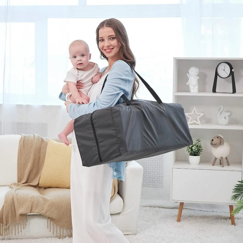 Deluxe Nursery Center, Foldable Playard for Baby & Toddler, Bassinet, Mattress, Changing Table for Newborn(Black)