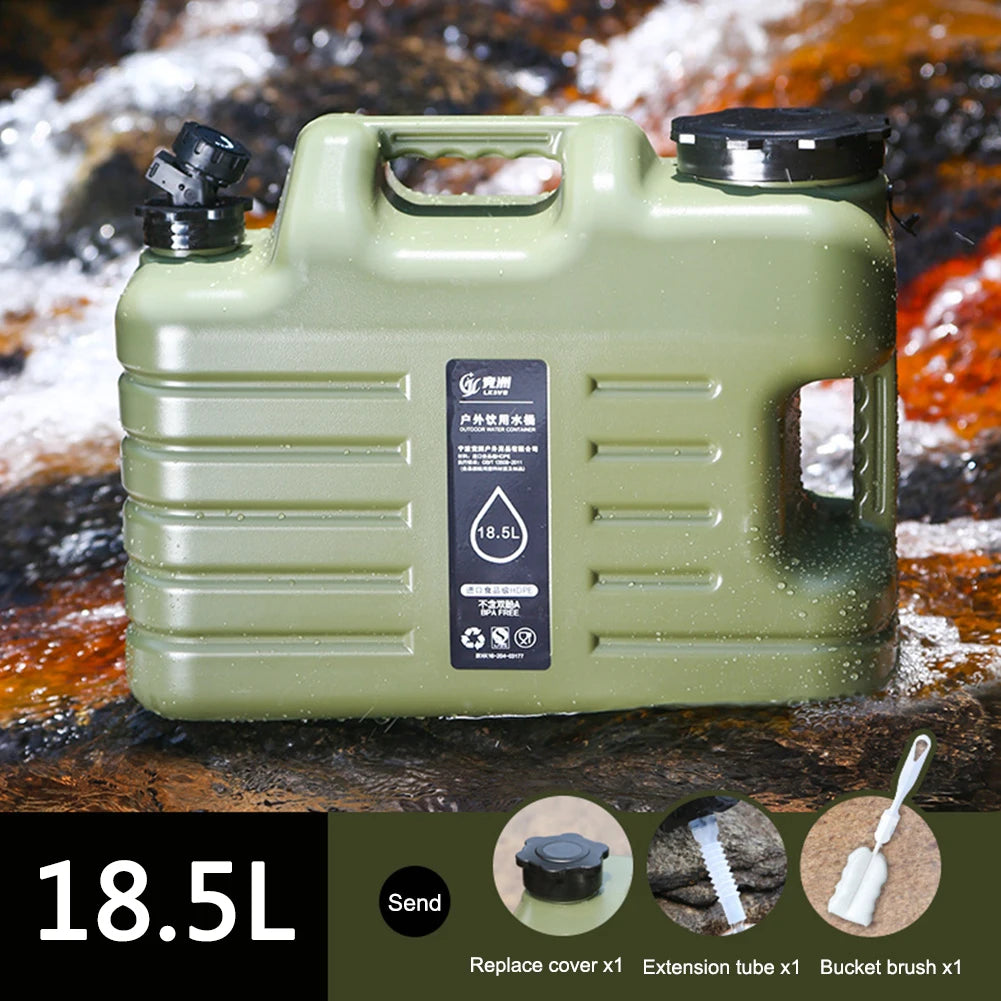 18.5L Water Bucket Large Capacity Portable Camping Bucket Water Storage with Detachable Faucet for Camping Fishing Picnic Hiking