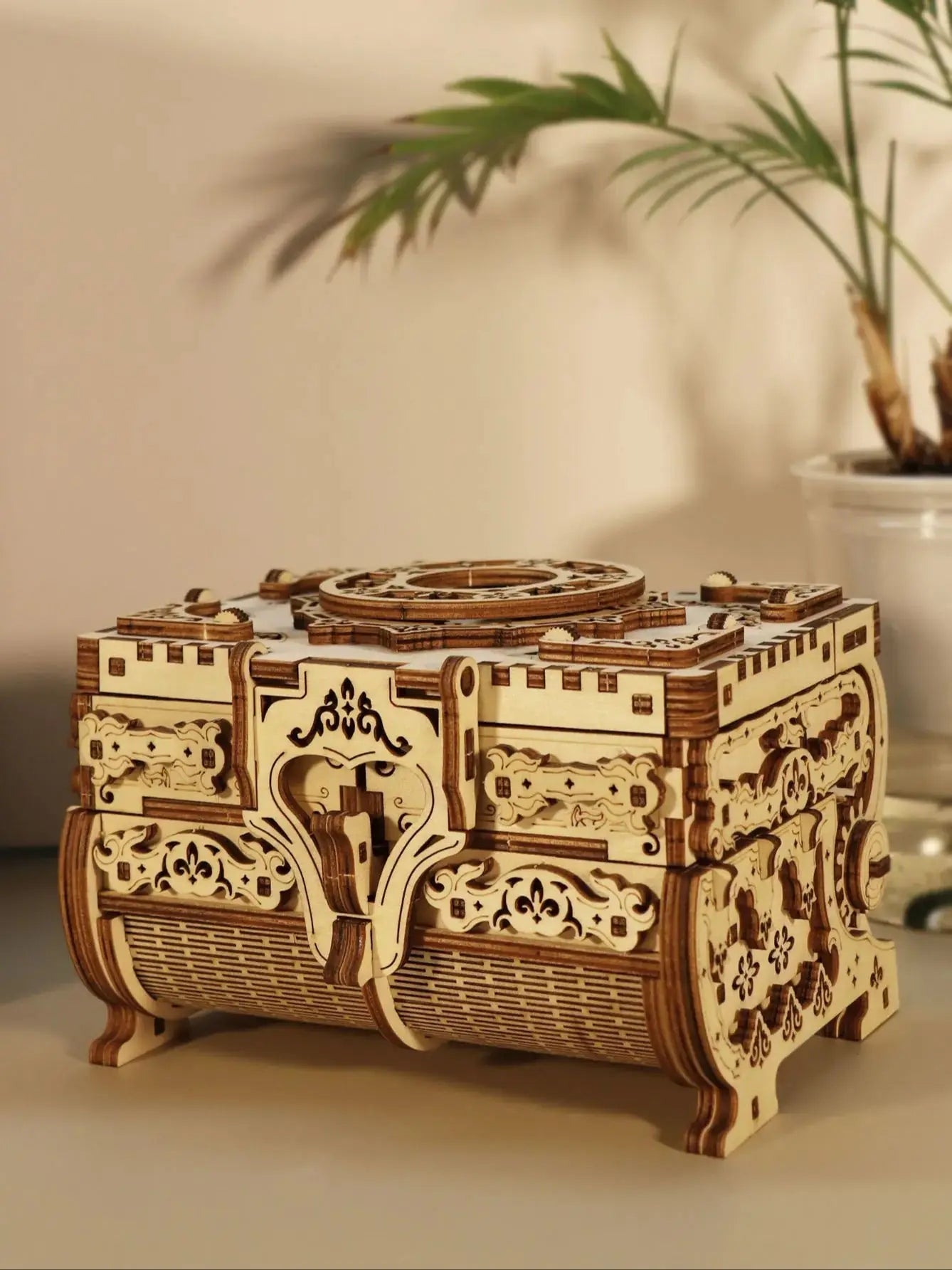 3D Wooden Puzzle model Kits Antique Jewel Box DIY Home Decoration Model Birthday or Christmas Gifts