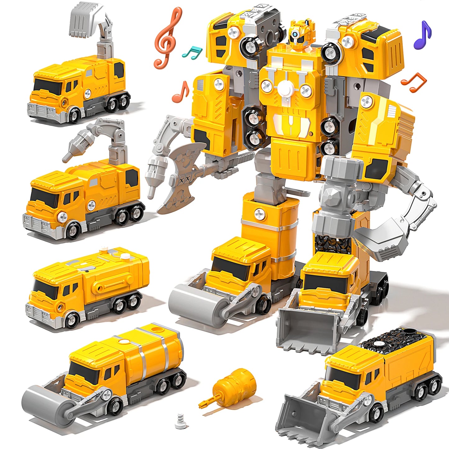 5in1 Deformation Cars Robot Creative Toys Boy Transformation Yellow Robot Assembling Educational Blocks Action Deformation Robot
