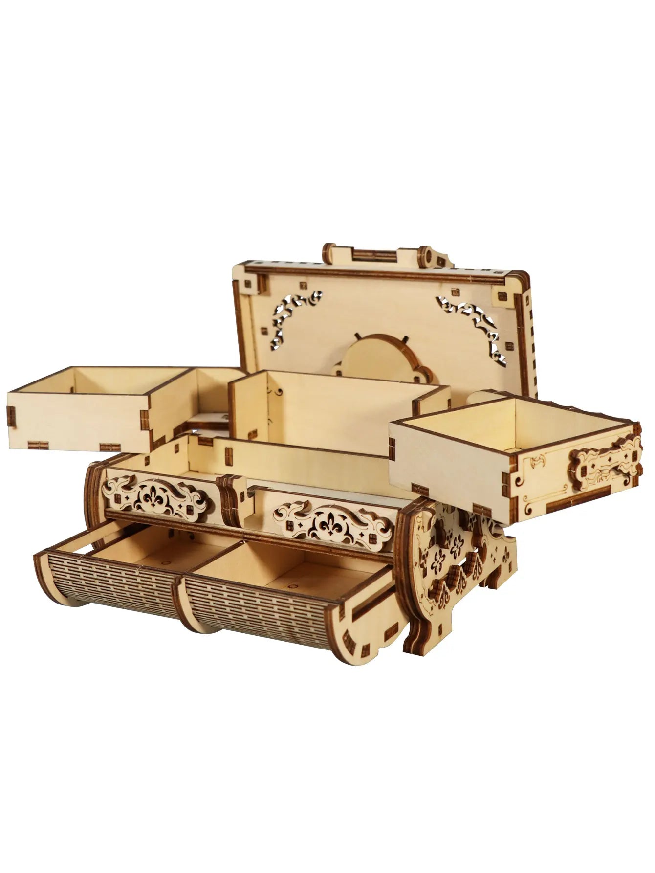 3D Wooden Puzzle model Kits Antique Jewel Box DIY Home Decoration Model Birthday or Christmas Gifts